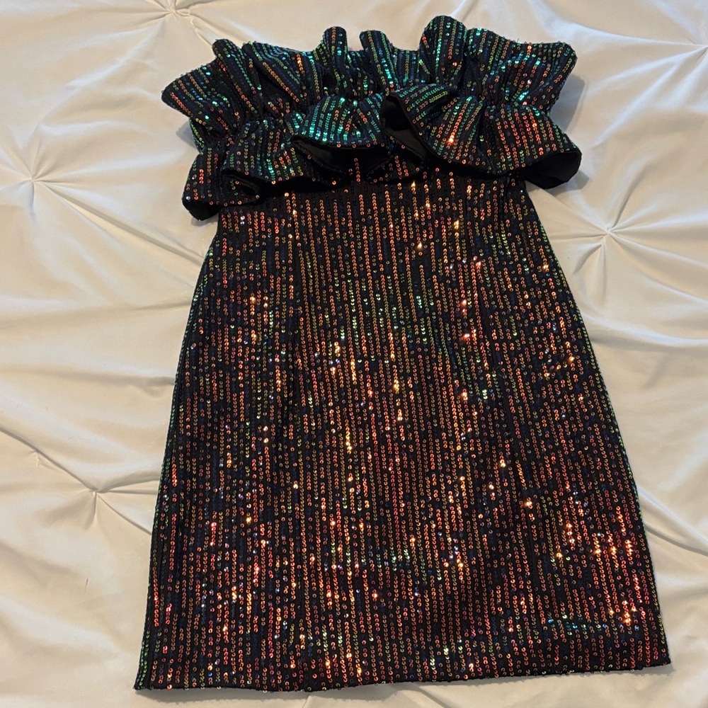 Elegant Multicolor Sequin Mini Dress
